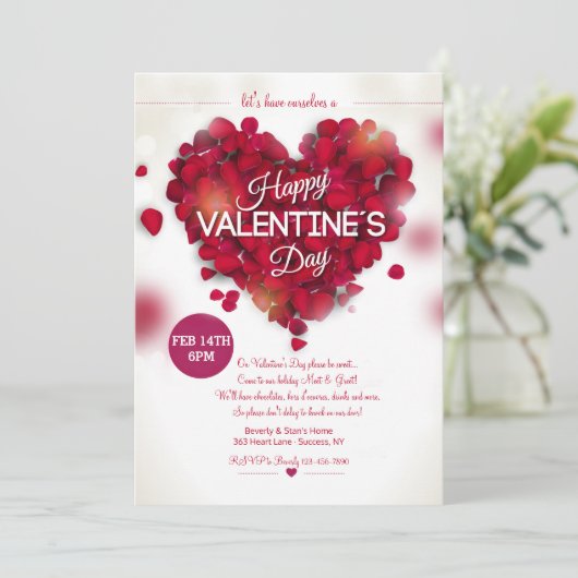 Rose Petals Valentine Invitation (Debout devant)