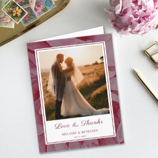 Rose photo personnalisé Carte de remerciements de