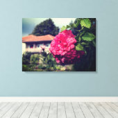 Rose, photo rustique, toile étirée d'été (Insitu (Plancher de Bois))
