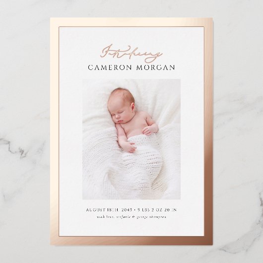 Rose photo Whimsical Faire-part de naissance Gold  (Recto)