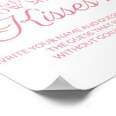 Rose Pink Bridal Shower Guess Kisses Game Poster (Hoek)