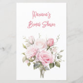 Rose Pink Bridal Shower Word Scramble Game (Achterkant)