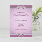 Rose Pink Damask 50th Birthday Party Invitation (Debout devant)