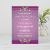Rose Pink Damask 50th Birthday Party Invitation (Debout devant)