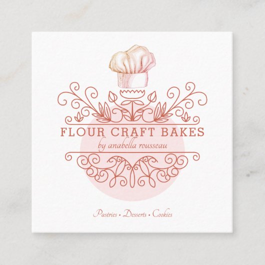 Rose Pink Frame Bakery Baker's Logo Carte de visit (Devant)