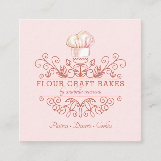 Rose Pink Frame Bakery Baker's Logo Carte de visit (Devant)