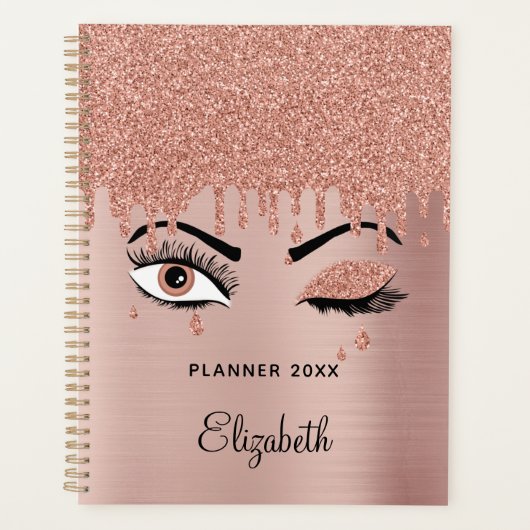 Rose Pink Gold Eyelashes Dripping Glitter (Devant)