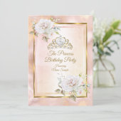 Rose Pink Gold Princess Invitation de fête d'anniv (Debout devant)