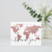 Rose Pink Gold World Carte et photo Mariage (Debout devant)