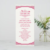 Rose Pink Ivory Lace Birds Programme de mariage (Debout devant)