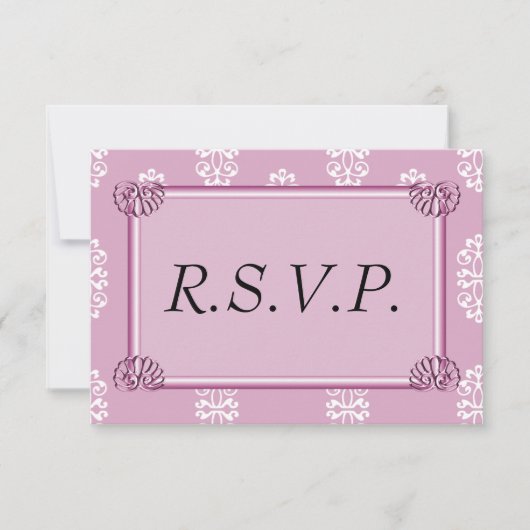 Rose Pink Mariage damassé RSVP (Devant)
