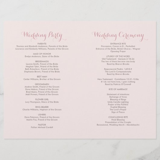 Rose Pink Moody Floral Boho Wedding Programme (Dos)
