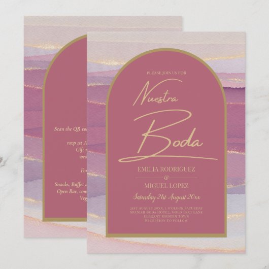 Rose Pink or Arch Marbre Mariage BODA INVITATION (Devant / Derrière)