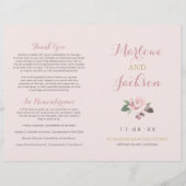 Rose Pink Peony Floral Boho Wedding Programme (Devant)