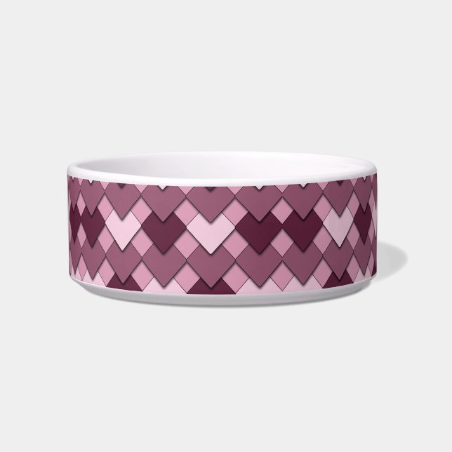 Rose Pink Square and Diamond Harlequin Pattern Voerbakje (Voorkant)