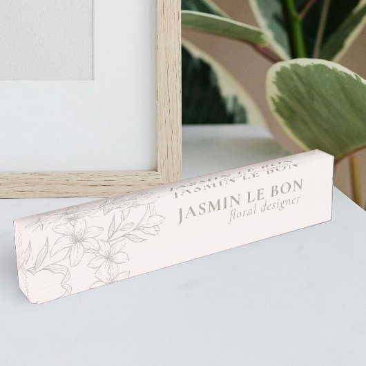 Rose | Plaque d'identification de bureau floral mi