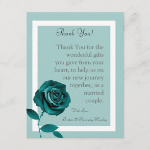 rose PLAT de bleu du carte de remerciements 4x5