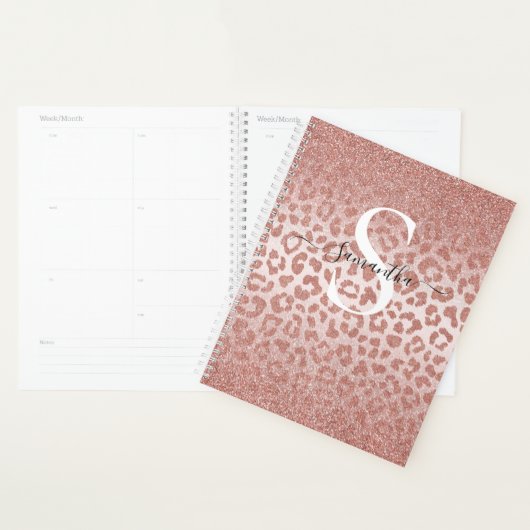 Rose Poster de animal or Glittery Gradier Planner (Devant avec enveloppe)