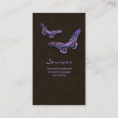 Rose pourpre de papillon de spa de carte de visite (Dos)