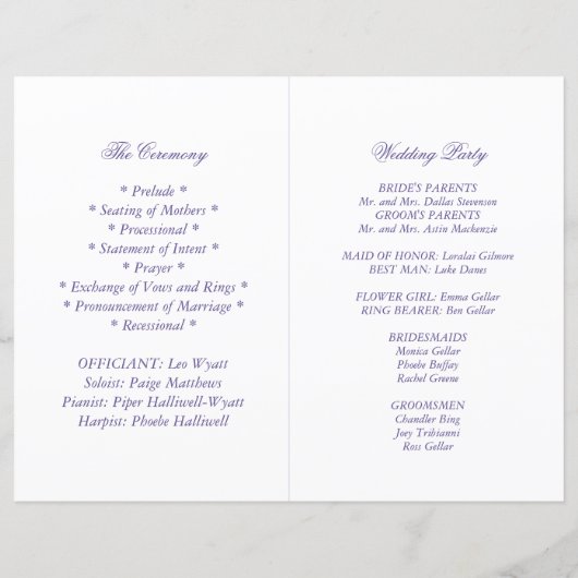 Rose pourpre | Élégant programme de cérémonie flor (Dos)