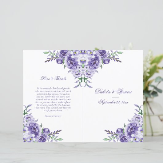 Rose pourpre | Élégant programme de cérémonie flor (Debout devant)