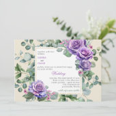 Rose pourpre et Faire-part de mariage d'eucalyptus (Debout devant)