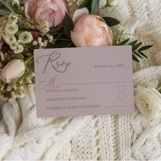 Rose Poussiéreuse Chic Typographie Mariage RSVP