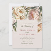 Rose poussiéreux et Faire-part de mariage rose pâl (Devant)