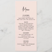 rose poussiéreux, menu mariage moderne (Devant)