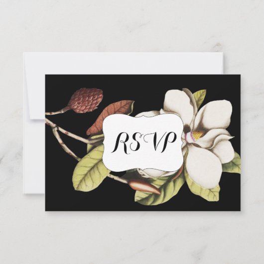 Rose profond Magnolia Wedding RSVP (Dos)