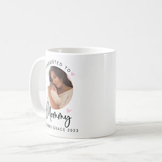 Rose promu à maman | Mug cadeau photo (Devant gauche)
