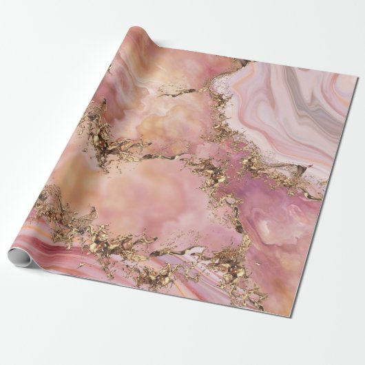 Rose quartz and pastel pink marble cadeaupapier (Uitgerold)
