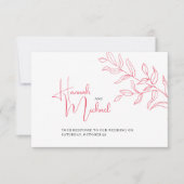 Rose rameau rose option mariage événement RSVP (Devant)