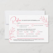 Rose rameau rose option mariage événement RSVP (Dos)