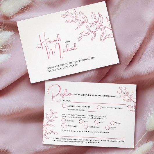 Rose rameau rose option mariage événement RSVP