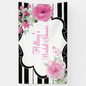 Rose, rayures, fleurs, bannière de Fête de la (Vertical)