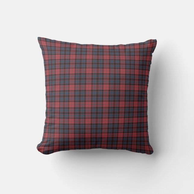 Rose Red Blue Black Plaid Tartan Kussen (Voorkant)
