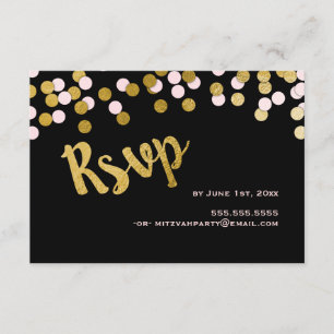 Rose   Réponse du Bat mitzvah Gold Confetti RSVP