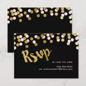 Rose | Réponse du Bat mitzvah Gold Confetti RSVP (Devant / Derrière)