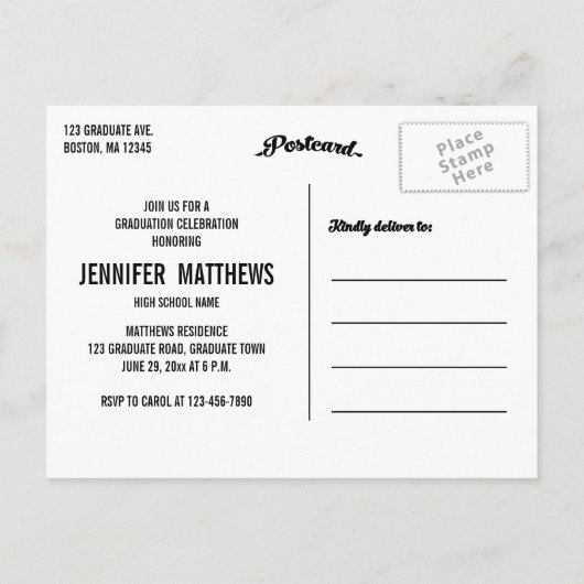 Rose rétro gras | Invitation de la fête de graduat (Dos)