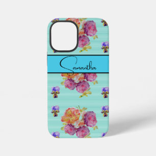 Rose rode roze waterverfrozen bloem bloem telefoon iPhone 12 mini hoesje