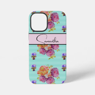 Rose rode roze waterverfrozen bloem telefoonhoesje iPhone 12 mini hoesje