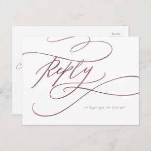 Rose romantique Gold Calligraphie Menu Choix RSVP