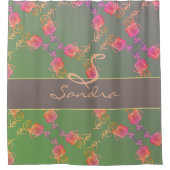 Rose romantique Monogram Douche rideau (Devant)