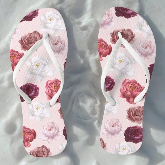 Rose romantique - paire de tongs