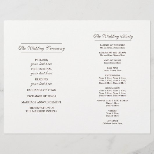 Rose romantique | Programmes de mariage Gold Foil (Dos)