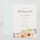 ROSE ROMANTIQUE, PURPLE, CARTE FLORALE BLEUE BRIDE (Devant / Derrière)