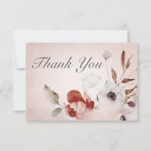 Rose romantique rose Mariage Carte de remerciemen (Devant)