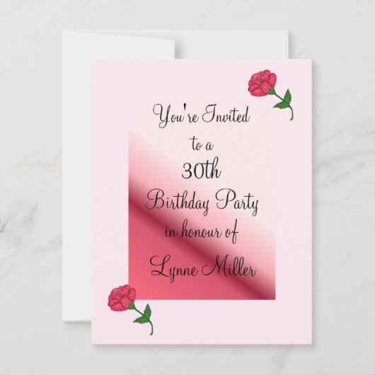 Rose rose 30e anniversaire Invitation (Devant)