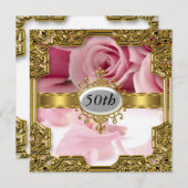 Rose rose Anniversaire Glamor Hot Invitation (Devant / Derrière)